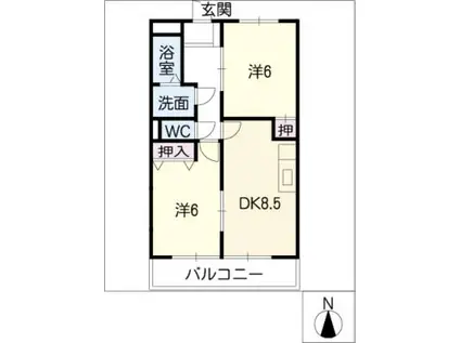 クレセントコート大澤(2DK/2階)の間取り写真