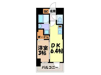 エステムコート名古屋サウスネクスト(1DK/6階)の間取り写真
