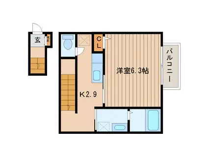 AZUL黒松(1K/2階)の間取り写真