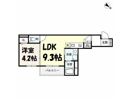 F ASECIA-HK(1LDK/3階)の間取り写真