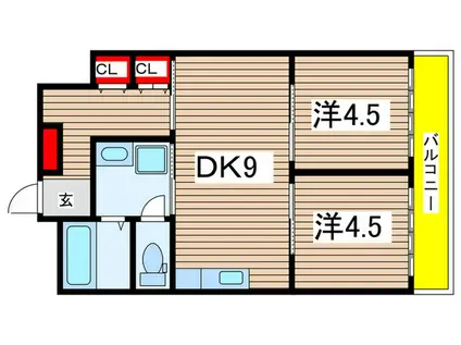 日吉第7コーポH棟(2DK/2階)の間取り写真