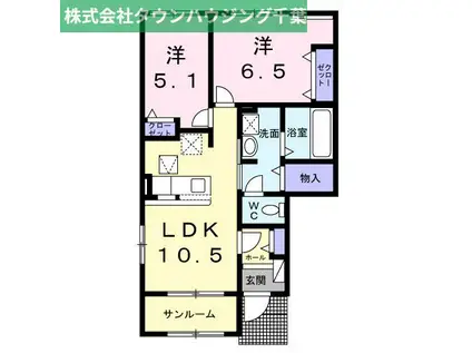 パーク アヴェニュー(2LDK/1階)の間取り写真