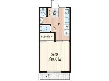 南矢名PRIMEPLACE(1K/2階)の間取り写真