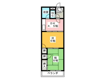 三橋コーポ(2DK/2階)の間取り写真