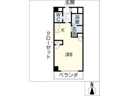 レイパークマンション(ワンルーム/7階)の間取り写真