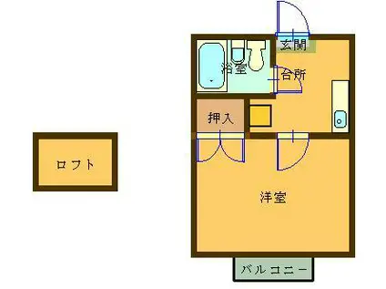 ポルタブルー籠原(1K/1階)の間取り写真