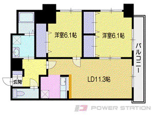 ベイコート小樽オーシャンヒルズ(2LDK/4階)の間取り写真