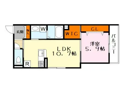 ビエノス焔魔堂(1LDK/3階)の間取り写真