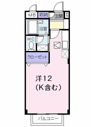 アビタシオン勝瑞C(ワンルーム/1階)の間取り写真
