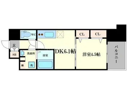 エスキュート梅田・中崎町(1DK/5階)の間取り写真