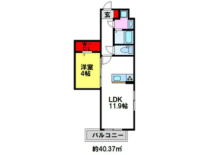 RAG STYLE二日市中央(1LDK/2階)の間取り写真