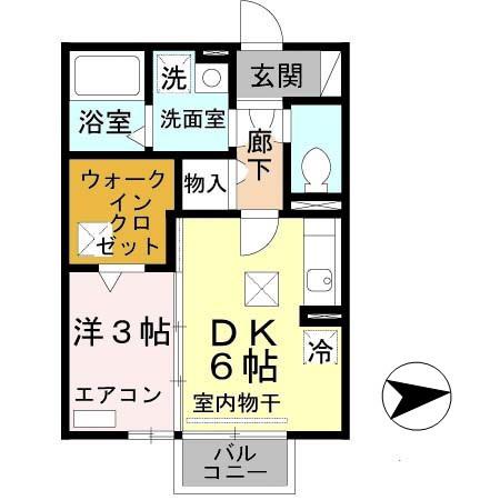 モナリエAN(1DK/1階)の間取り写真