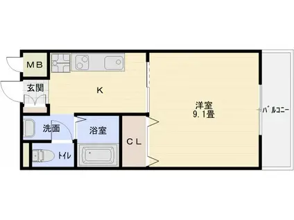 レナードユー(1K/1階)の間取り写真