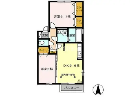 アルカンシエル(2DK/2階)の間取り写真