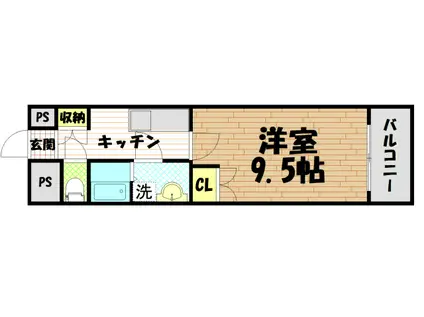 エスペランス中郡(1K/4階)の間取り写真