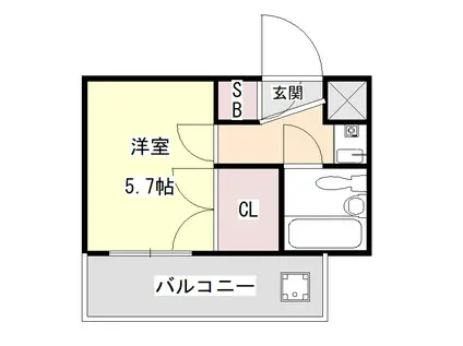 ヴェルエール美園(1K/1階)の間取り写真