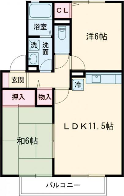 クレールメゾンB(2LDK/2階)の間取り写真