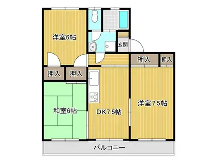 センチュリーハイアート(3DK/2階)の間取り写真