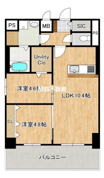 MYS CASETTA HAKATAミ(2LDK/13階)の間取り写真