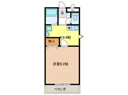 メゾン・ド・ビジュI(1K/1階)の間取り写真