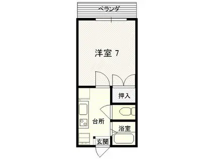 マンション サガミ(1K/4階)の間取り写真