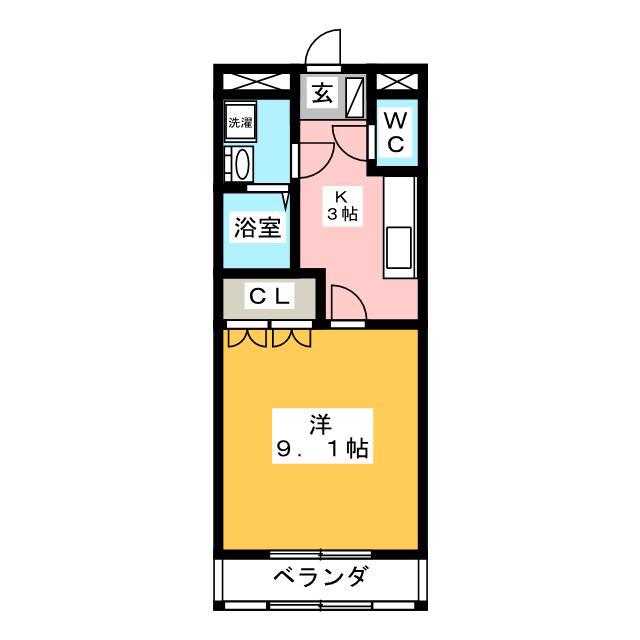 アグレストI(1K/1階)の間取り写真