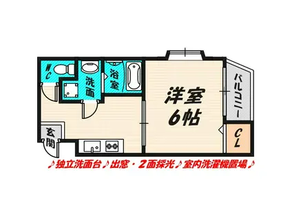 リブラルI(1K/1階)の間取り写真