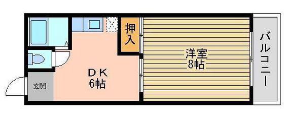カーサ岡町(1K/3階)の間取り写真