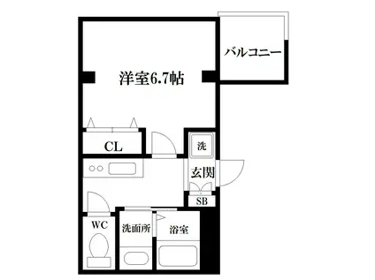 ラ・フォルム与力レジデンス(1K/4階)の間取り写真