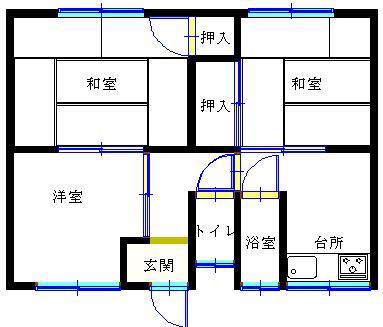 宝荘(3K/2階)の間取り写真