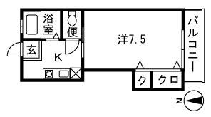 サン・スプリング(1K/2階)の間取り写真