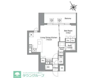 バウスフラッツ蔵前(1LDK/3階)の間取り写真