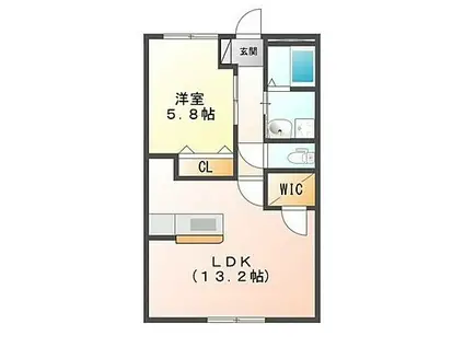 ブロードタウン神野II B(1LDK/2階)の間取り写真