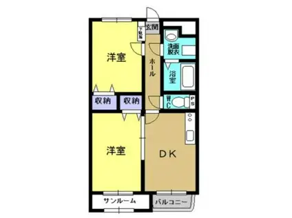 ステーション・ビュー(2DK/1階)の間取り写真