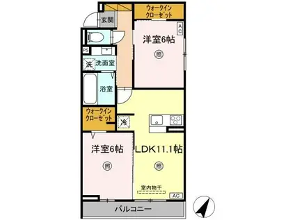 プロスター元山町(2LDK/2階)の間取り写真