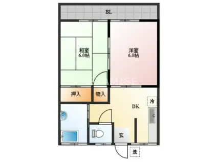 愛宕ハウス(2DK/2階)の間取り写真