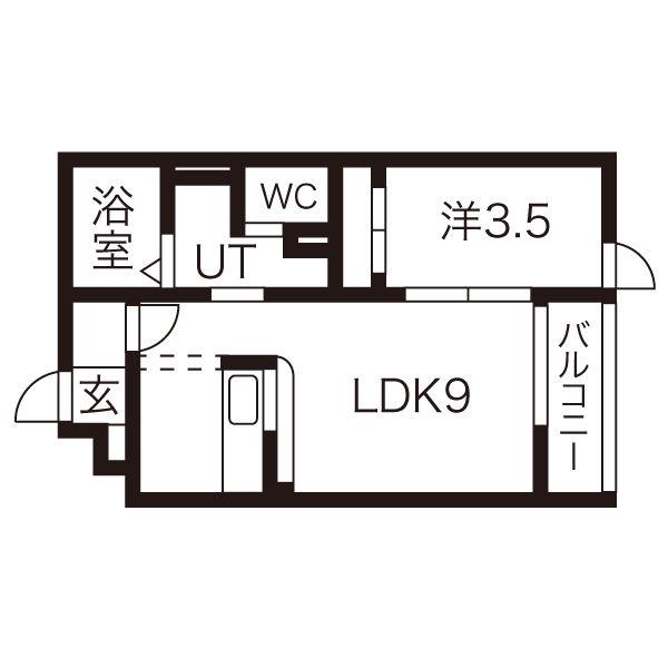 アネシス盛岡(1LDK/2階)の間取り写真