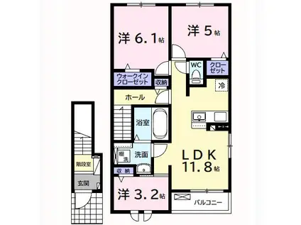 ドリーマーII(3LDK/2階)の間取り写真