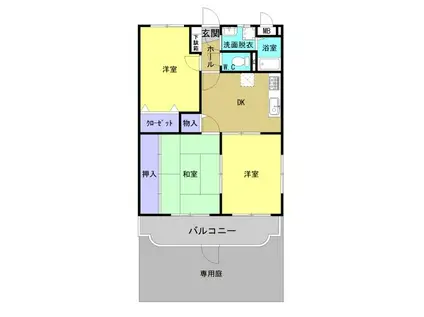 グランシャトー(2LDK/1階)の間取り写真