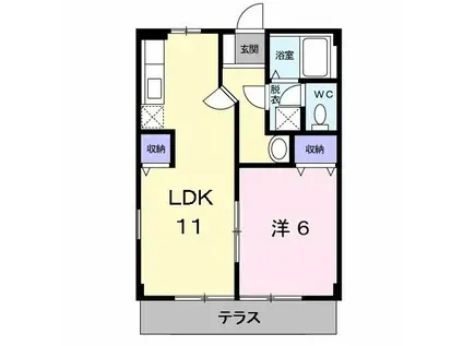 サンヒルナガヒロII(1LDK/1階)の間取り写真