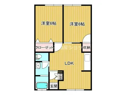 コーポ田園(2LDK/2階)の間取り写真