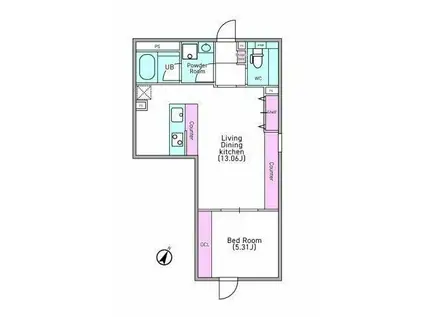 デュオメゾン笹塚ウエスト(1LDK/4階)の間取り写真