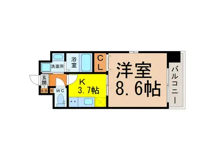 ル・シャンパーニュ(1K/7階)の間取り写真