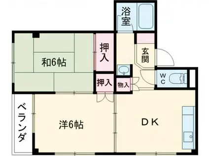 ヴェルファーレ(2DK/2階)の間取り写真