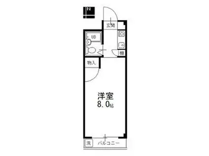 コーポR&K2(1K/2階)の間取り写真