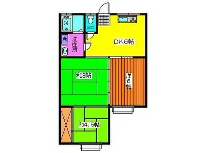 コーポ高長2(3DK/1階)の間取り写真