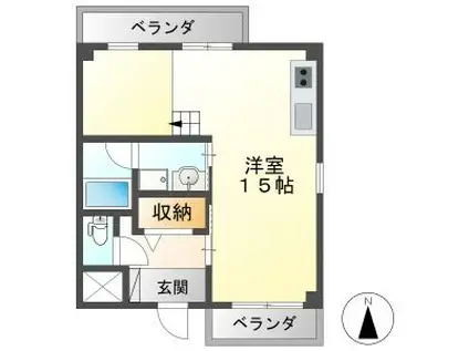 CASA FELICE(ワンルーム/2階)の間取り写真