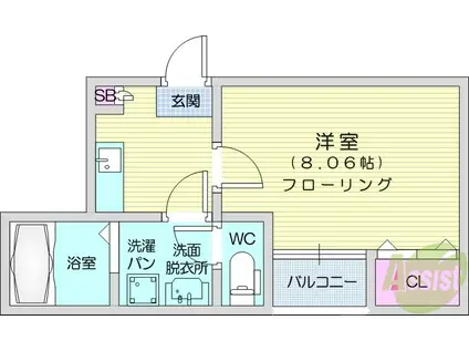 シャイン太子堂(1K/1階)の間取り写真