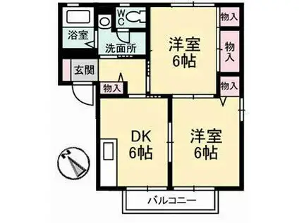 フレグランス口田(2DK/1階)の間取り写真