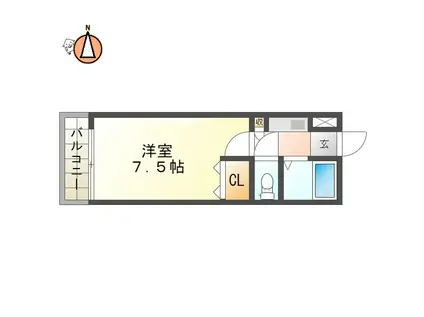 シーズンテラス山城(1K/1階)の間取り写真